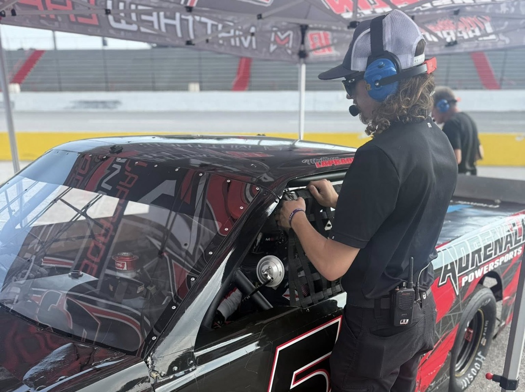 2025-Pensacola-Pro-Trucks-09-20-Matthew-Laprade-Strapping-In-MDL-Racing-Photo Matthew Laprade strapping in for Pro Truck action at Five Flags Speedway Saturday. (MDL Racing photo)
