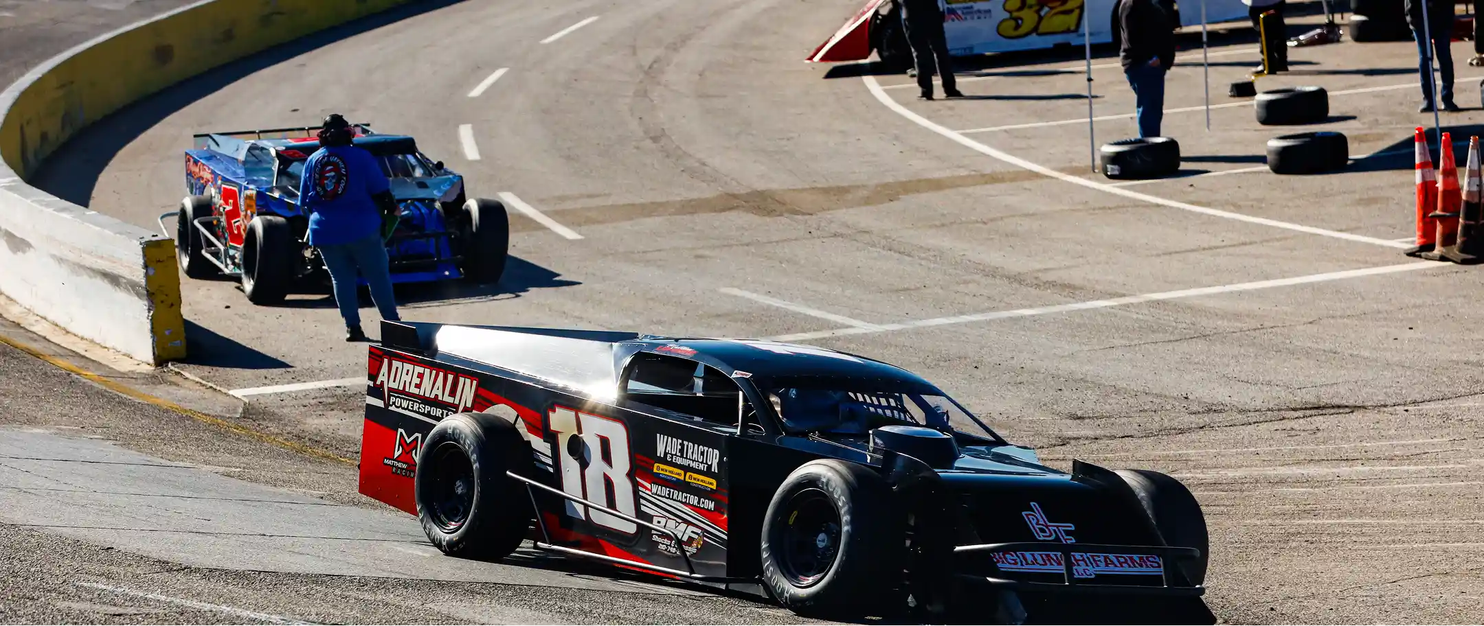 Matthew Laprade #18 Modified exiting pit lane